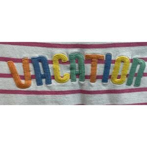 Women’s TALBOTS Pink/White VACATION Embroidered Striped Shirt Size P *B4